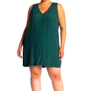 Madewell Forest Green Sleeveless Button-Front Dress